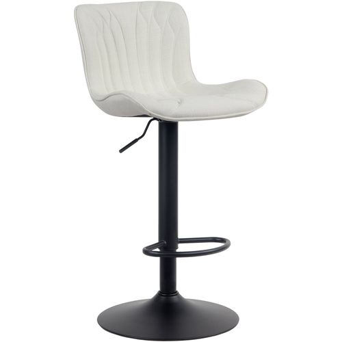 Tabouret De Bar Chaise Haute X1 Avec Coutures Décoratives En Tissu Crème Pieds En Métal Noir 10_00