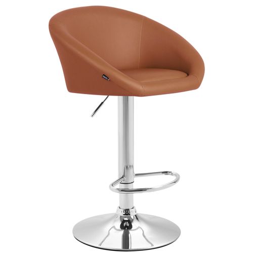 Tabouret De Bar X1 Réglable Et Pivotant Dossier Arrondi En Pvc Marron Clair Piètemet En Métal