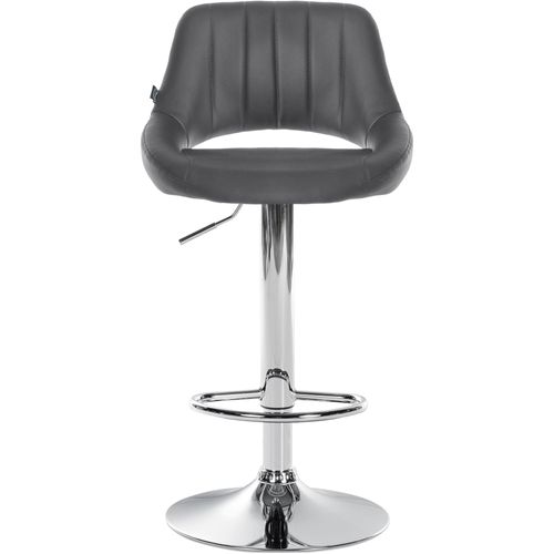 Tabouret De Bar X1 Avec Repose-pieds Pivotant Et Réglable En Pvc Gris Et Métal 10_0005211