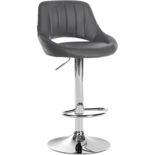 Tabouret De Bar X1 Avec Repose-pieds Pivotant Et Réglable En Pvc Gris Et Métal 10_0005211