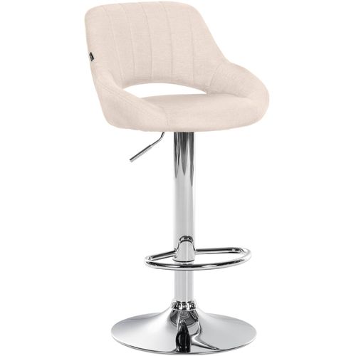 Tabouret De Bar X1 Avec Repose-pieds Pivotant Et Réglable En Tissu Crème Et Métal 10_0005218