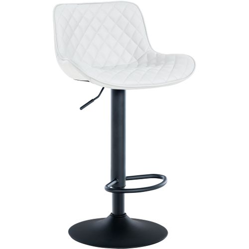 Tabouret De Bar X1 Assise Avec Coutures Décoratives Losange En Pvc Blanc Et Pieds En Métal Noir 10