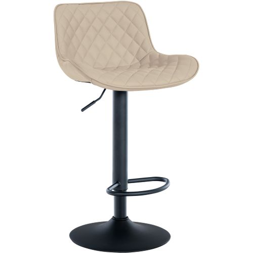 Tabouret De Bar X1 Assise Avec Coutures Décoratives Losange En Pvc Crème Et Pieds En Métal Noir 10