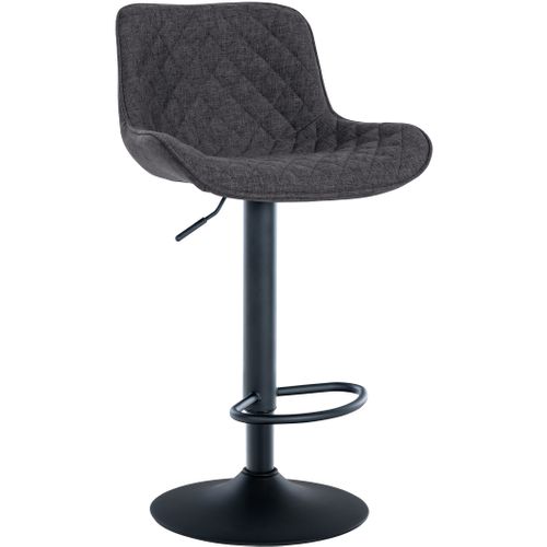 Tabouret De Bar X1 Assise Avec Coutures Décoratives Losange En Tissu Noir Et Pieds En Métal Noir 1
