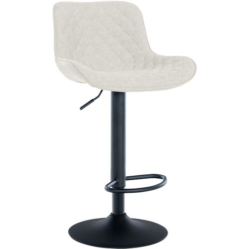 Tabouret De Bar X1 Assise Avec Coutures Décoratives Losange En Tissu Crème Et Pieds En Métal Noir