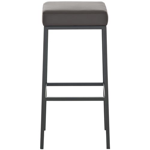 Tabouret De Bar X1 Avec Repose-pieds Design Simple Hauteur 85 Cm En Pvc Marron Et Métal Noir 10_00
