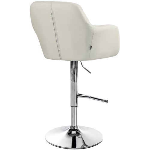 Tabouret De Bar Chaise Haute X1 Fonction Rotation 360° En Pvc Crème Avec Coutures Décoratives Pièt
