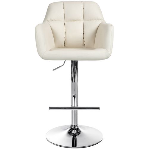 Tabouret De Bar Chaise Haute X1 Fonction Rotation 360° En Pvc Crème Avec Coutures Décoratives Pièt