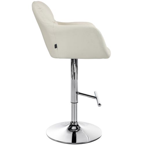 Tabouret De Bar Chaise Haute X1 Fonction Rotation 360° En Pvc Crème Avec Coutures Décoratives Pièt