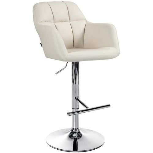 Tabouret De Bar Chaise Haute X1 Fonction Rotation 360° En Pvc Crème Avec Coutures Décoratives Pièt