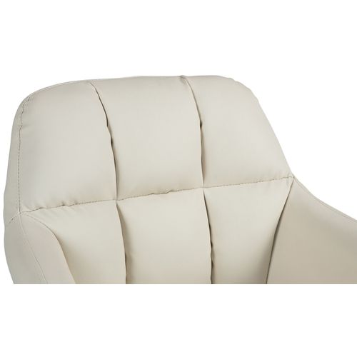 Tabouret De Bar Chaise Haute X1 Fonction Rotation 360° En Pvc Crème Avec Coutures Décoratives Pièt