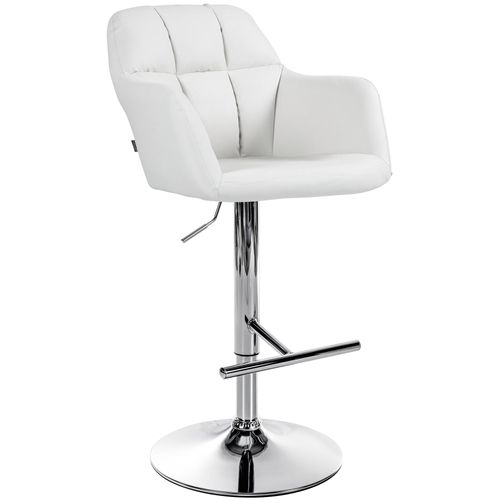 Tabouret De Bar Chaise Haute X1 Fonction Rotation 360° En Pvc Blanc Avec Coutures Décoratives