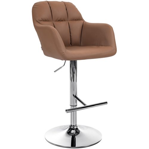 Tabouret De Bar Chaise Haute X1 Fonction Rotation 360° En Pvc Marron Clair Avec Coutures Décorative