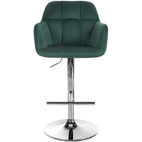 Tabouret De Bar Chaise Haute X1 Fonction Rotation 360° En Velours Vert Avec Coutures Décoratives