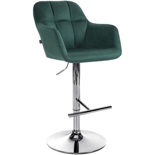 Tabouret De Bar Chaise Haute X1 Fonction Rotation 360° En Velours Vert Avec Coutures Décoratives