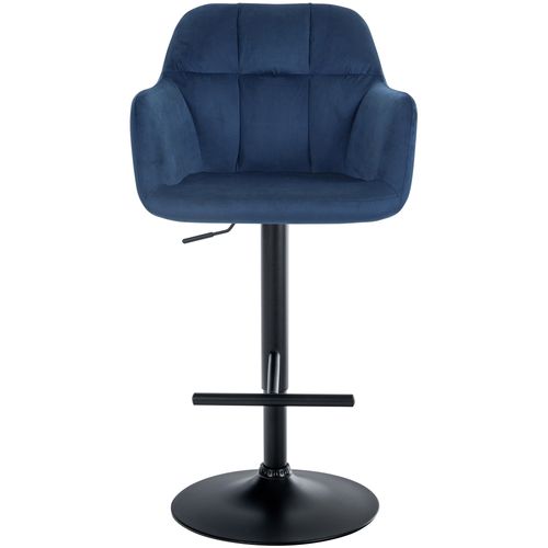 Tabouret De Bar Chaise Haute X1 Fonction Rotation 360° En Velours Bleu Avec Coutures Décoratives P