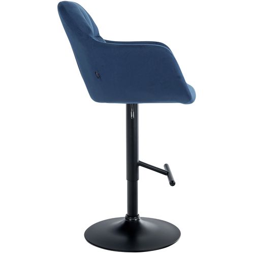 Tabouret De Bar Chaise Haute X1 Fonction Rotation 360° En Velours Bleu Avec Coutures Décoratives P