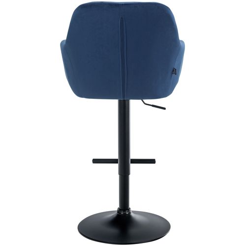 Tabouret De Bar Chaise Haute X1 Fonction Rotation 360° En Velours Bleu Avec Coutures Décoratives P