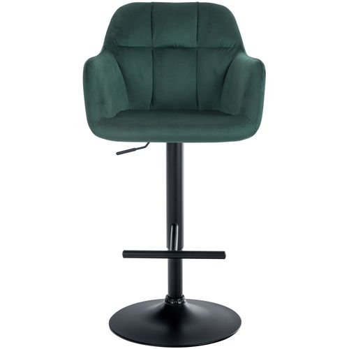 Tabouret De Bar Chaise Haute X1 Fonction Rotation 360° En Velours Vert Avec Coutures Décoratives
