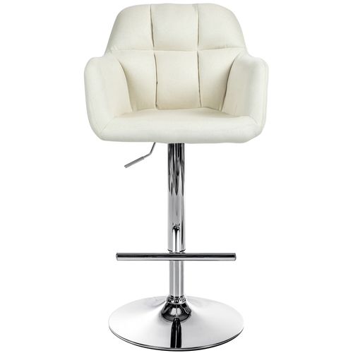 Tabouret De Bar Chaise Haute X1 Fonction Rotation 360° En Tissu Crème Avec Coutures Décoratives Pi