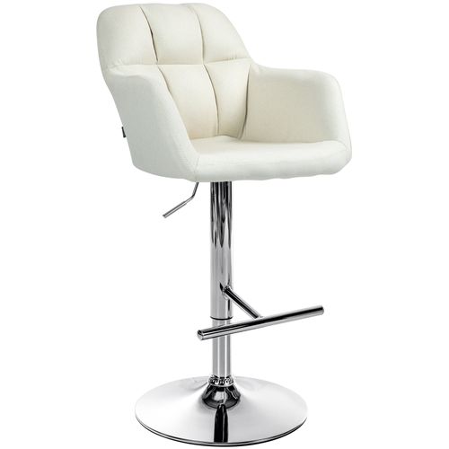 Tabouret De Bar Chaise Haute X1 Fonction Rotation 360° En Tissu Crème Avec Coutures Décoratives Pi