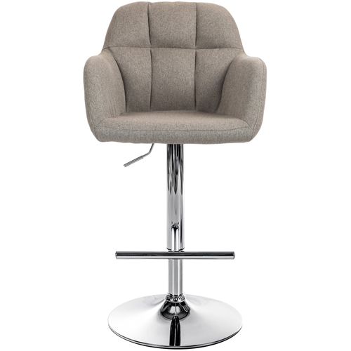 Tabouret De Bar Chaise Haute X1 Fonction Rotation 360° En Tissu Taupe Avec Coutures Décoratives Pi