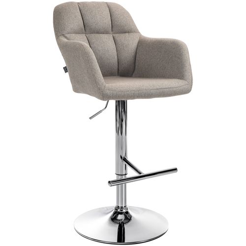 Tabouret De Bar Chaise Haute X1 Fonction Rotation 360° En Tissu Taupe Avec Coutures Décoratives Pi