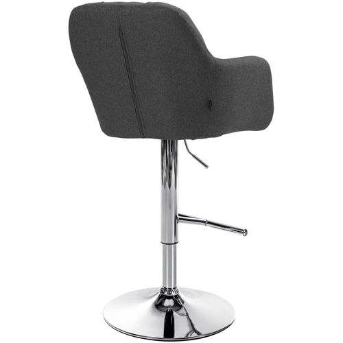 Tabouret De Bar Chaise Haute X1 Fonction Rotation 360° En Tissu Gris Foncé Avec Coutures Décorativ