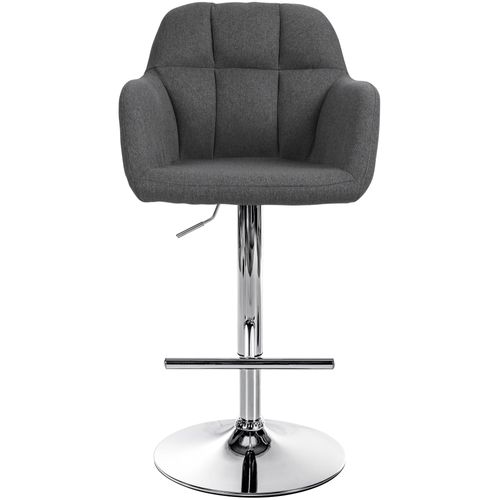Tabouret De Bar Chaise Haute X1 Fonction Rotation 360° En Tissu Gris Foncé Avec Coutures Décorativ