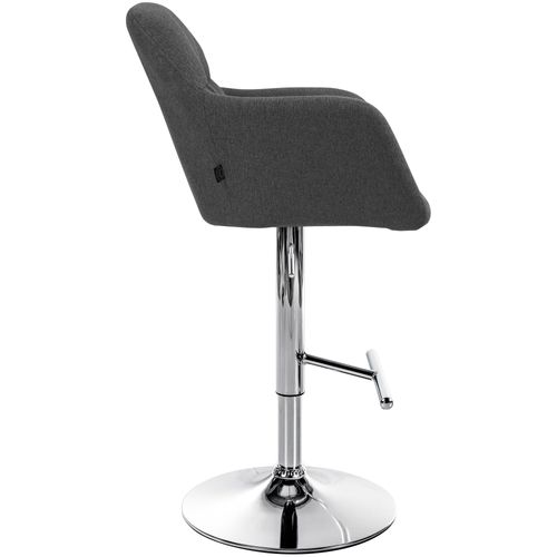 Tabouret De Bar Chaise Haute X1 Fonction Rotation 360° En Tissu Gris Foncé Avec Coutures Décorativ