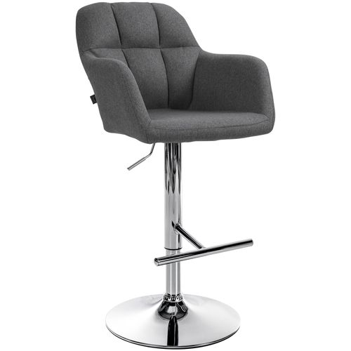 Tabouret De Bar Chaise Haute X1 Fonction Rotation 360° En Tissu Gris Foncé Avec Coutures Décorativ