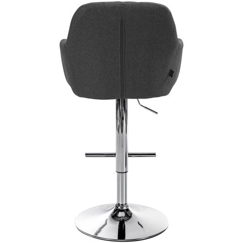 Tabouret De Bar Chaise Haute X1 Fonction Rotation 360° En Tissu Gris Foncé Avec Coutures Décorativ