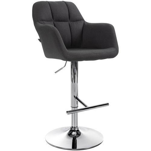 Tabouret De Bar Chaise Haute X1 Fonction Rotation 360° En Tissu Noir Avec Coutures Décoratives