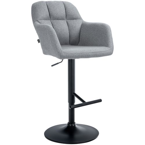 Tabouret De Bar Chaise Haute X1 Fonction Rotation 360° En Tissu Gris Avec Coutures Décoratives