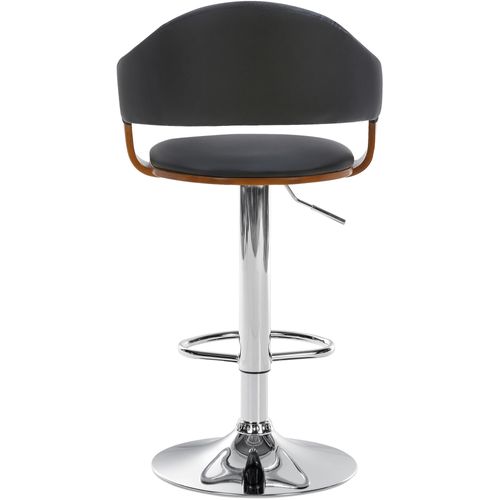 Tabouret De Bar Design Rétro Chic Assise En Pvc Noir Et Bois Noyer Piètement En Métal Chromé 10_00