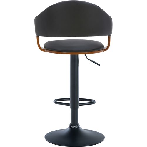 Tabouret De Bar Design Rétro Chic Assise En Pvc Noir Et Bois Noyer Piètement En Métal Noir 10_0005