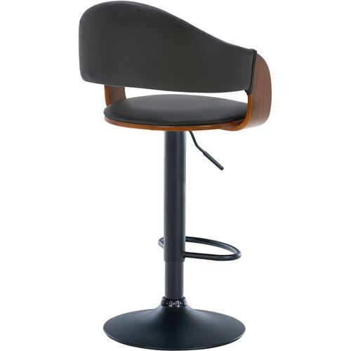 Tabouret De Bar Design Rétro Chic Assise En Pvc Noir Et Bois Noyer Piètement En Métal Noir 10_0005