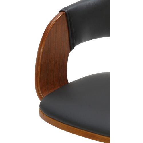 Tabouret De Bar Design Rétro Chic Assise En Pvc Noir Et Bois Noyer Piètement En Métal Noir 10_0005