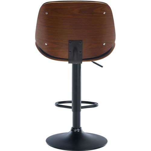 Tabouret De Bar Design Moderne Coutures Verticales En Bois Noyer Pvc Noir Et Métal Noir 10_0005296
