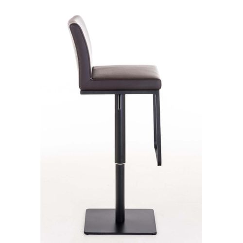 Tabouret De Bar X1 Avec Repose-pieds Plaque De Base Carrée En Métal Noir Assise En Pvc Marron 10_0