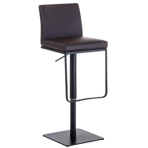 Tabouret De Bar X1 Avec Repose-pieds Plaque De Base Carrée En Métal Noir Assise En Pvc Marron 10_0