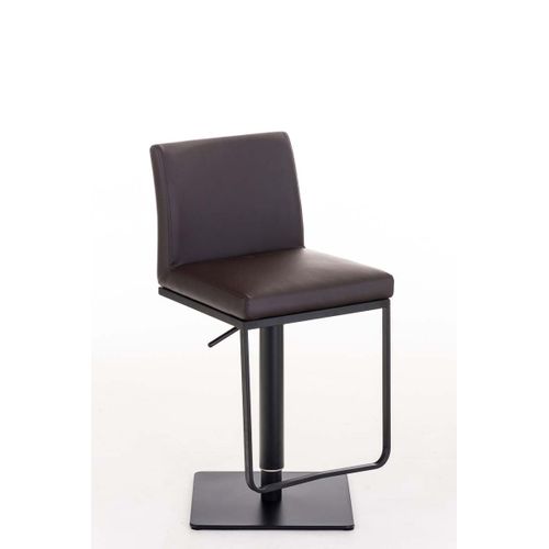 Tabouret De Bar X1 Avec Repose-pieds Plaque De Base Carrée En Métal Noir Assise En Pvc Marron 10_0