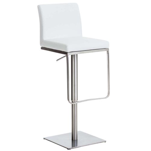 Tabouret De Bar X1 Avec Repose-pieds Plaque De Base Carrée En Acier Inoxydable Assise En Pvc Blanc