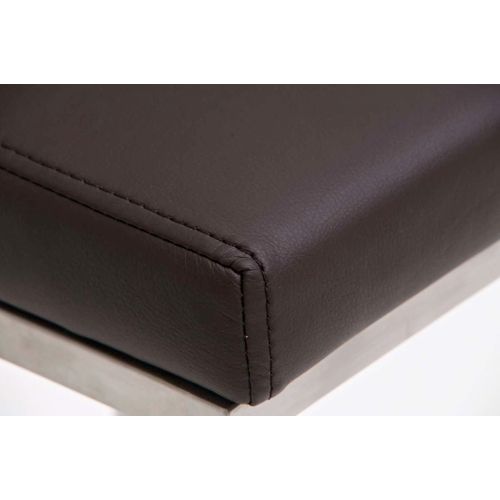 Tabouret De Bar X1 Avec Repose-pieds Plaque De Base Carrée En Acier Inoxydable Assise En Pvc Marron