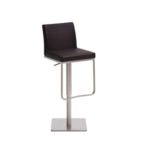 Tabouret De Bar X1 Avec Repose-pieds Plaque De Base Carrée En Acier Inoxydable Assise En Pvc Marron