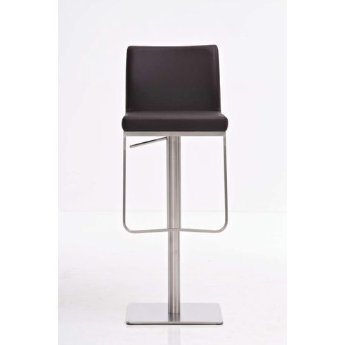 Tabouret De Bar X1 Avec Repose-pieds Plaque De Base Carrée En Acier Inoxydable Assise En Pvc Marron