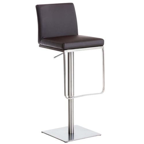 Tabouret De Bar X1 Avec Repose-pieds Plaque De Base Carrée En Acier Inoxydable Assise En Pvc Marron