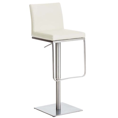 Tabouret De Bar X1 Avec Repose-pieds Plaque De Base Carrée En Acier Inoxydable Assise En Pvc Crème