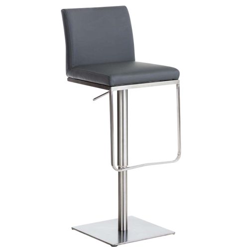 Tabouret De Bar X1 Avec Repose-pieds Plaque De Base Carrée En Acier Inoxydable Assise En Pvc Gris