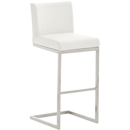 Tabouret De Bar X1 Design Moderne Support En Acier Inoxydable Assise En Pvc Blanc 10_0005318